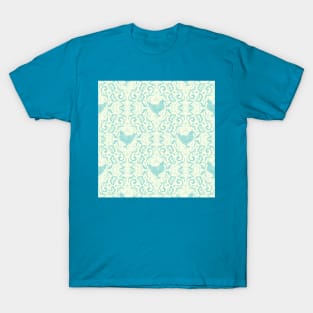 Blue and Ivory Hen Damask T-Shirt